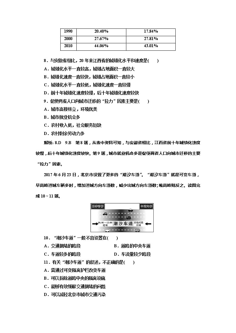 （新教材）2019-2020学年新课程同步中图版地理必修第二册学案章末综合检测（二）乡村和城镇03