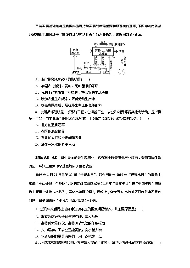 （新教材）2019-2020学年新课程同步鲁教版地理必修第二册学案单元综合检测（四）环境与发展02