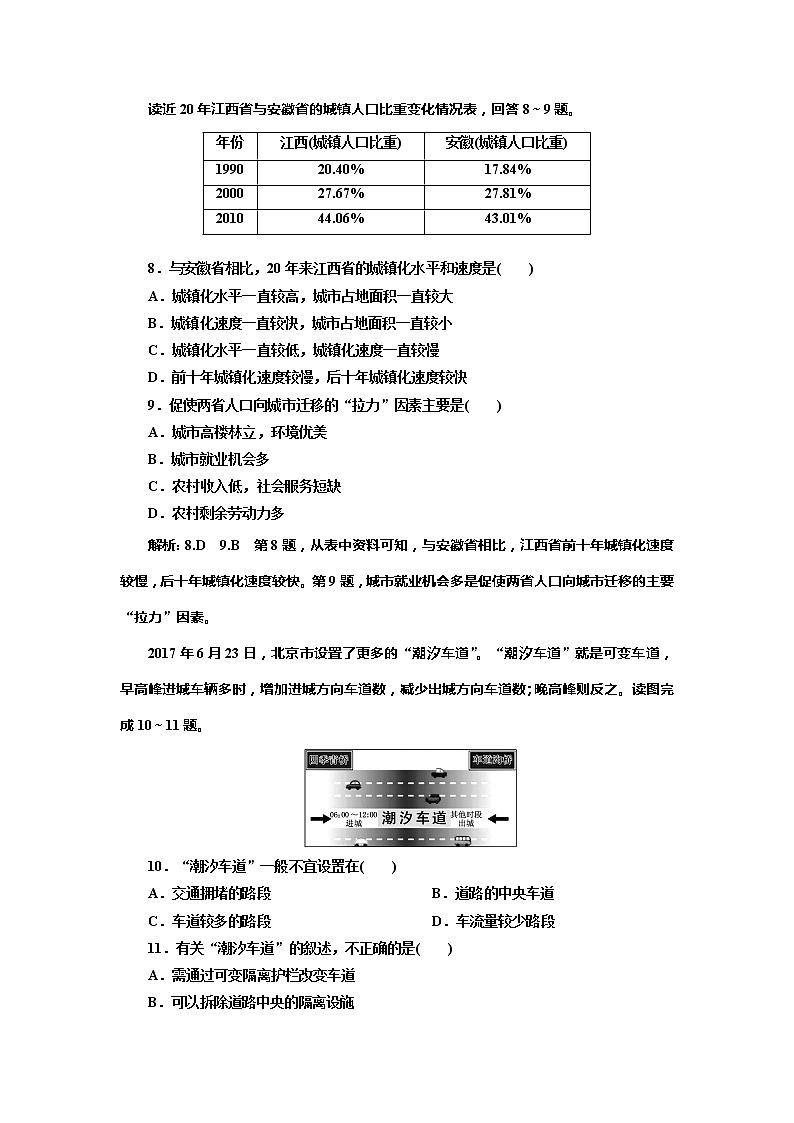 （新教材）2019-2020学年新课程同步鲁教版地理必修第二册学案单元综合检测（二）乡村与城镇03