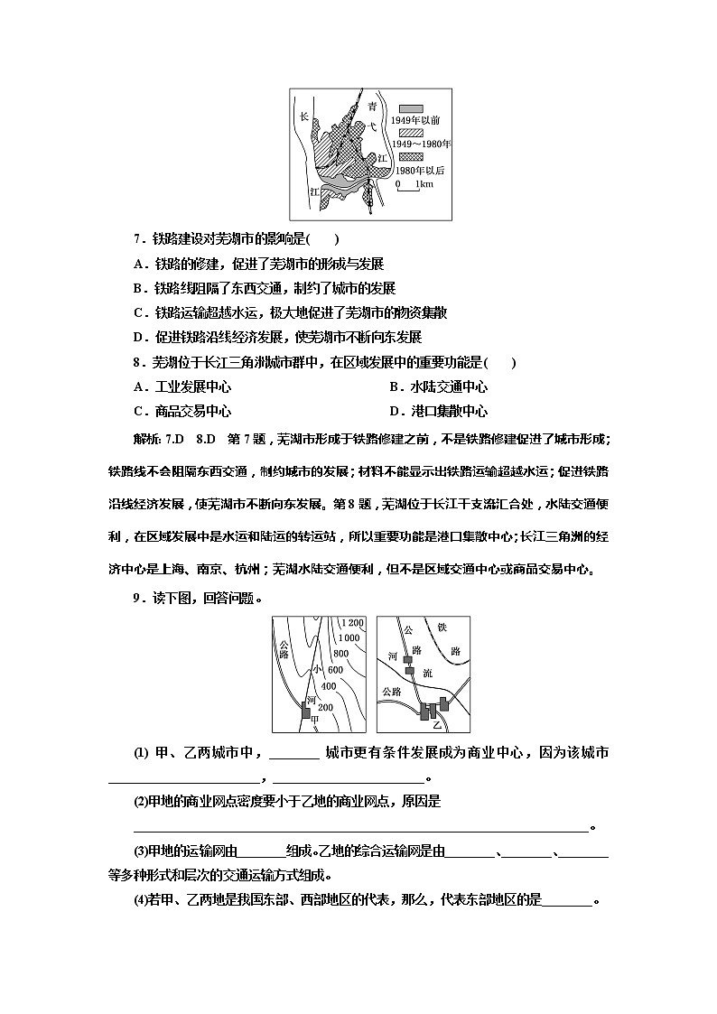 （新教材）2019-2020学年新课程同步鲁教版地理必修第二册学案课时跟踪检测（十）交通运输与区域发展03
