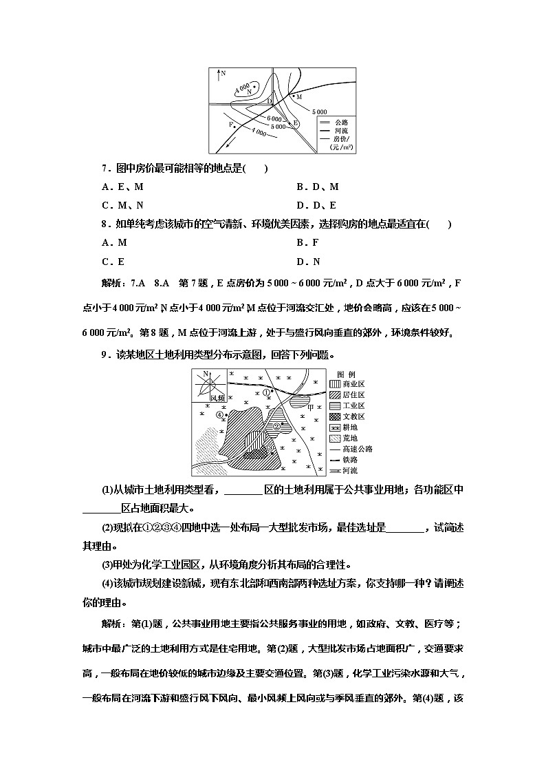 （新教材）2019-2020学年新课程同步鲁教版地理必修第二册学案课时跟踪检测（四）城乡内部空间结构03