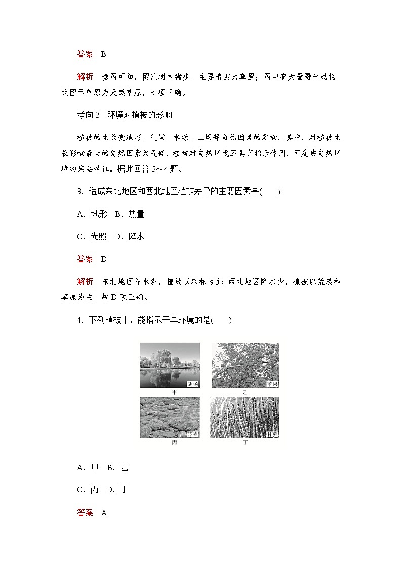 2019-2020学年新教材突破地理人教版必修第一册练习：5.1 植被02