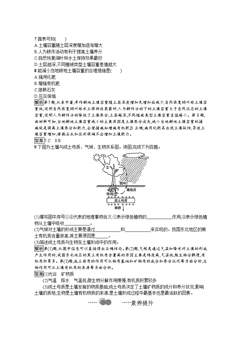 2020-2021学年新教材地理人教版必修第一册课后巩固提升练习：第五章　第二节　土壤03