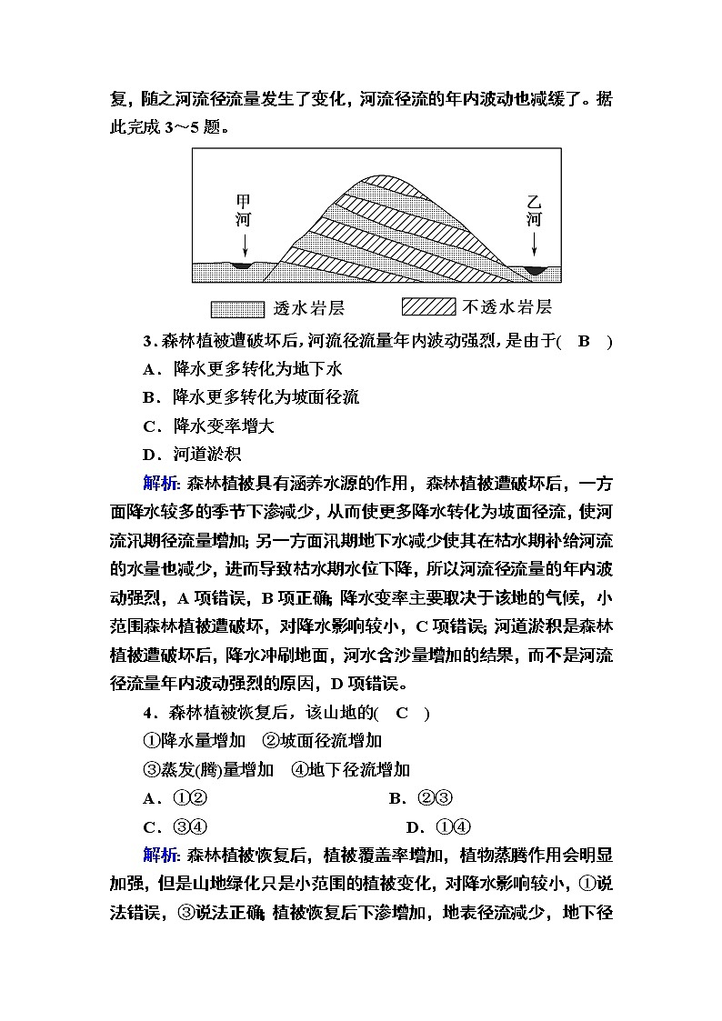 2020-2021学年新教材地理人教版必修第一册课时作业3-1水循环 练习02