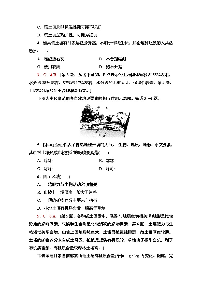 2020-2021学年高中地理新教材人教版必修第一册课时分层作业5.2　土壤 练习02