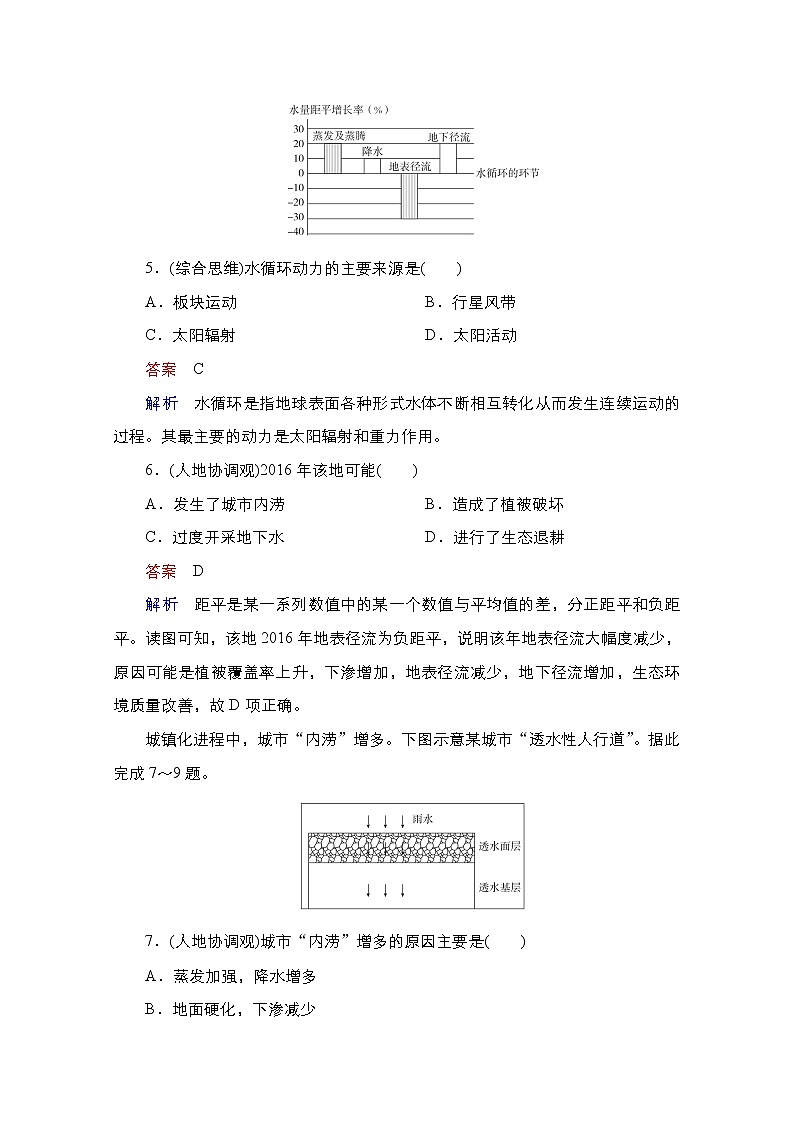 2020-2021学年高一新教材地理人教版必修第一册：第三章 地球上的水 质量测评03