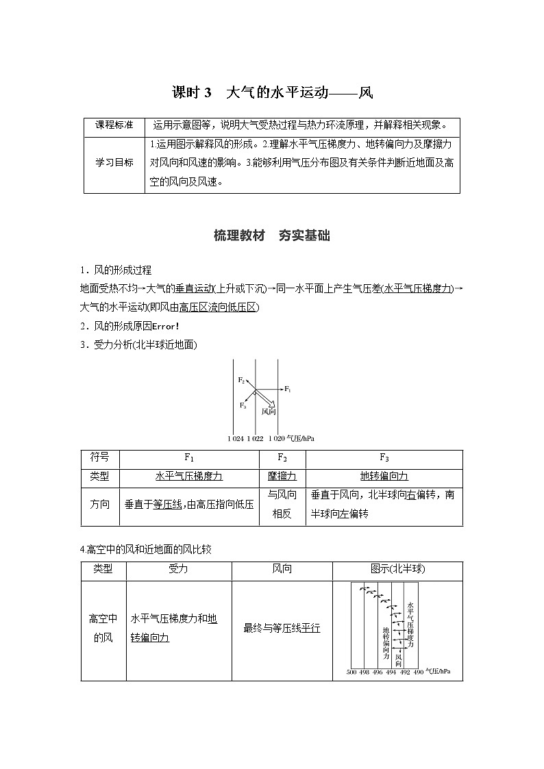 2019-2020学年新教材导学同步人教版（2019）地理必修第一册精练：第2章地球上的大气第二节课时301