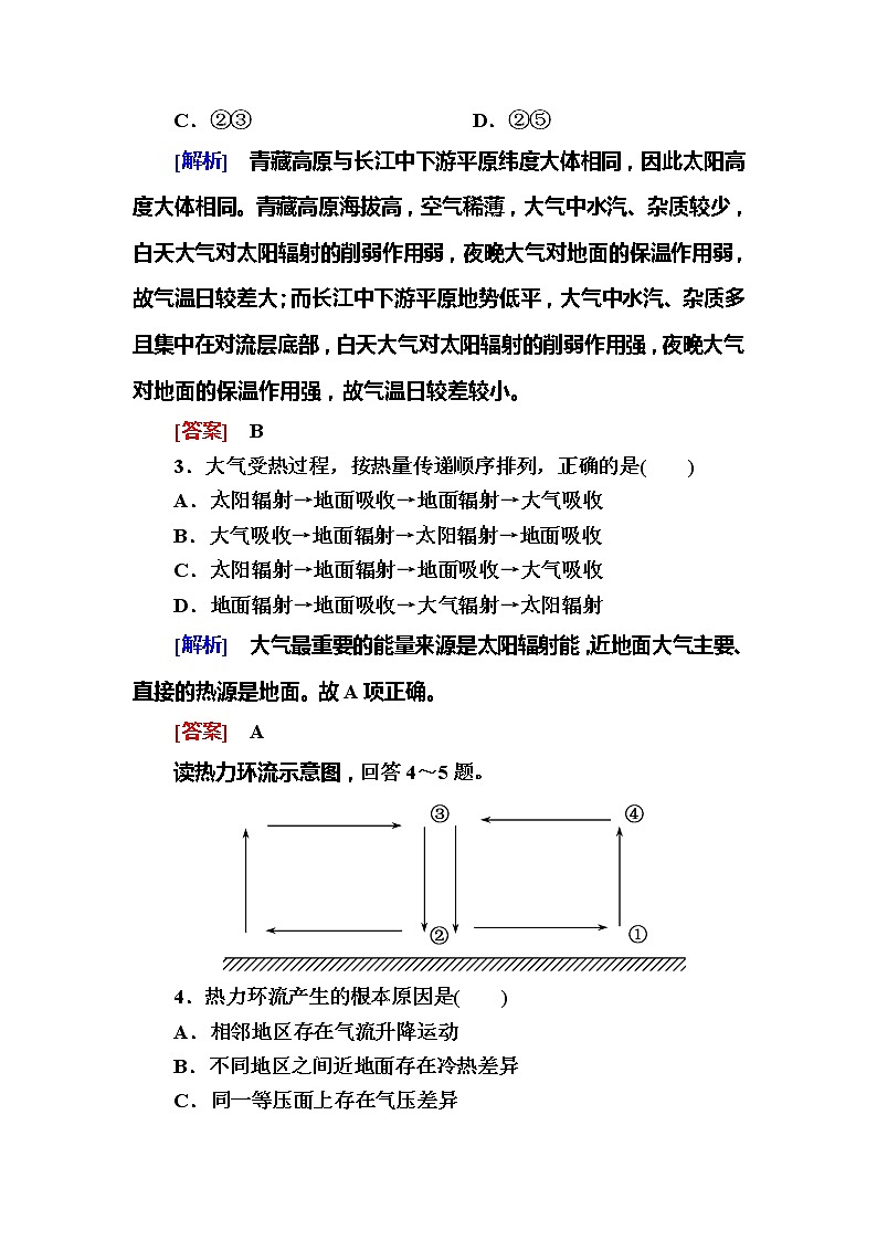 2019-2020学年新教材课标版高中地理必修第一册课后作业6大气受热过程和热力环流02