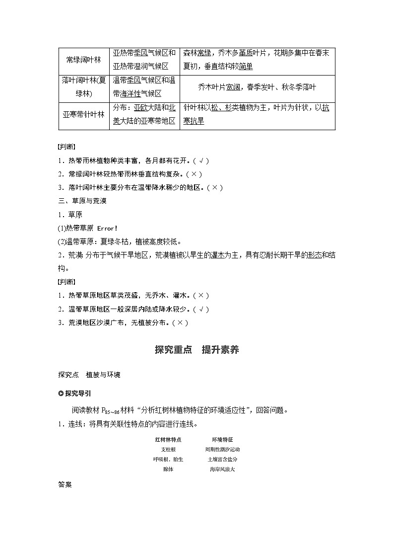 2019-2020学年新教材导学同步人教版（2019）地理必修第一册精练：第5章植被与土壤第一节第2页