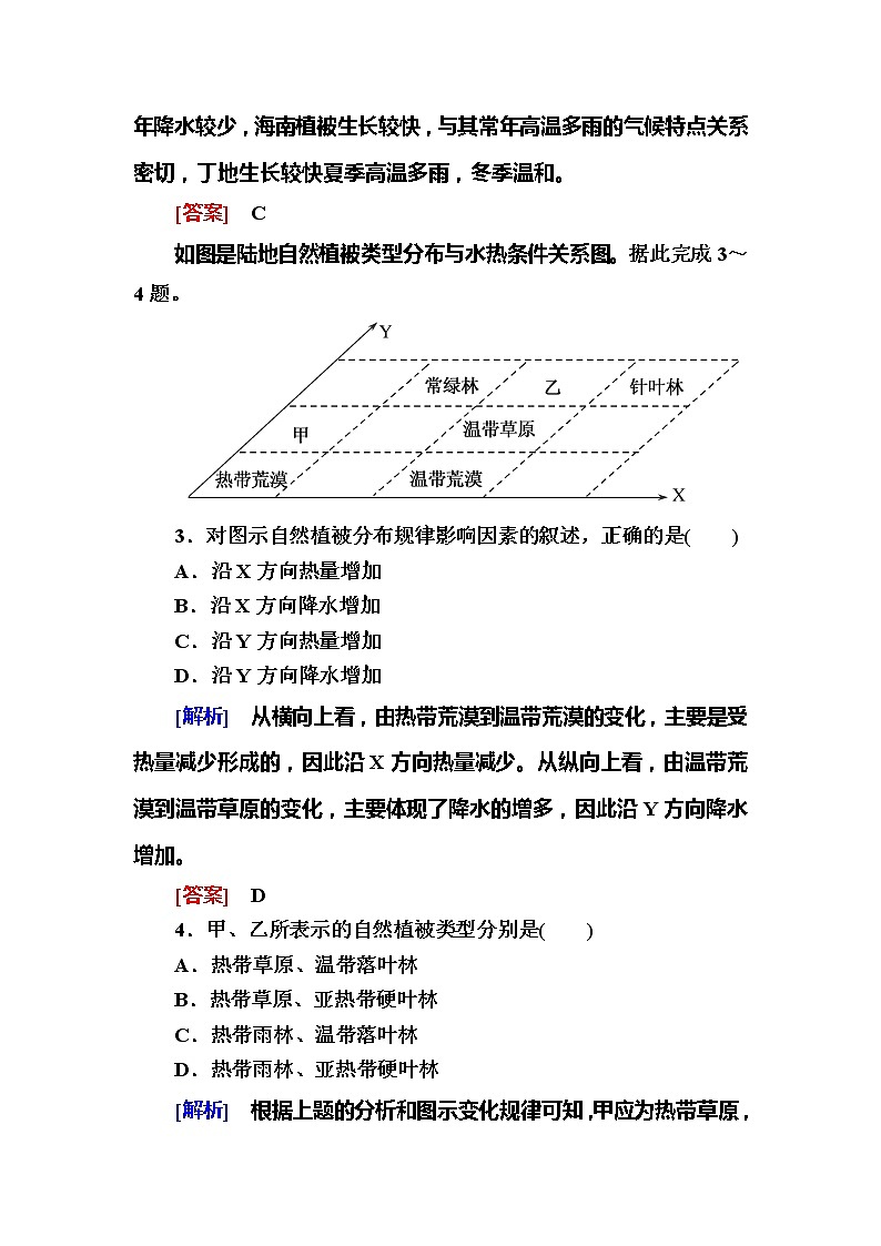 2019-2020学年新教材课标版高中地理必修第一册随堂巩固验收：5-1第一节植被 试卷练习02