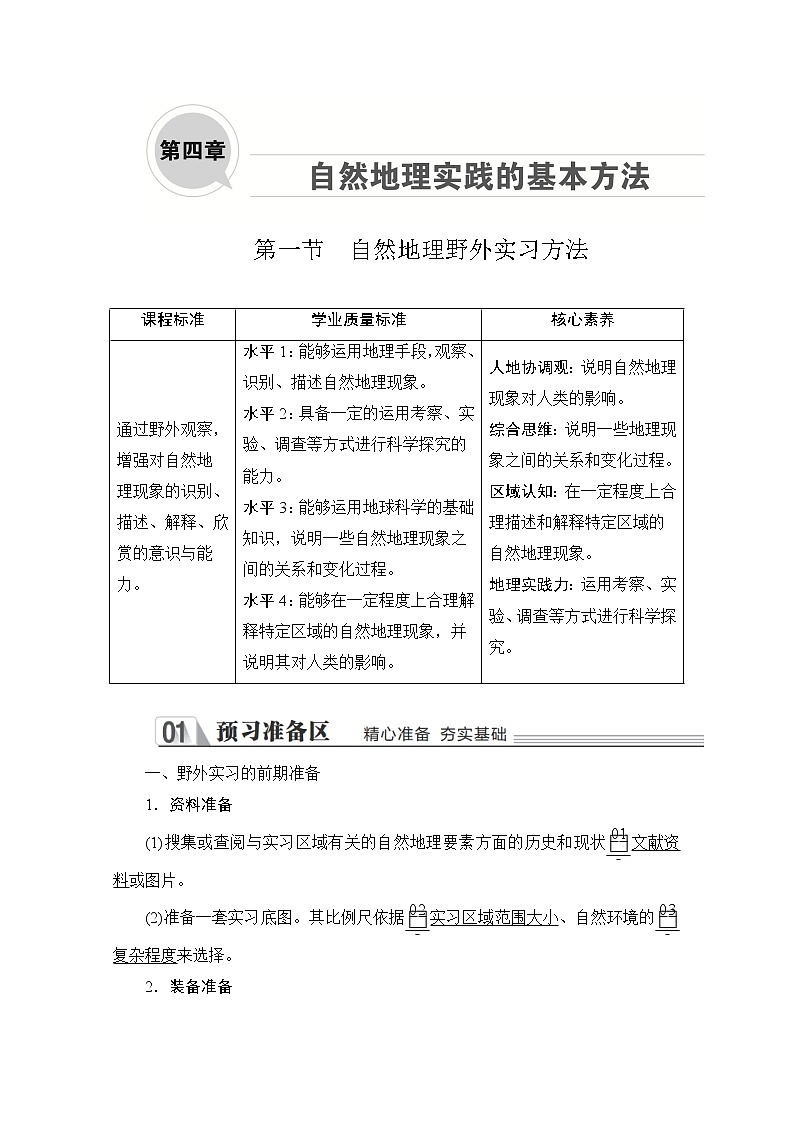 2020地理新教材同步导学提分教程中图第一册讲义+测试：第四章　自然地理实践的基本方法第一节01