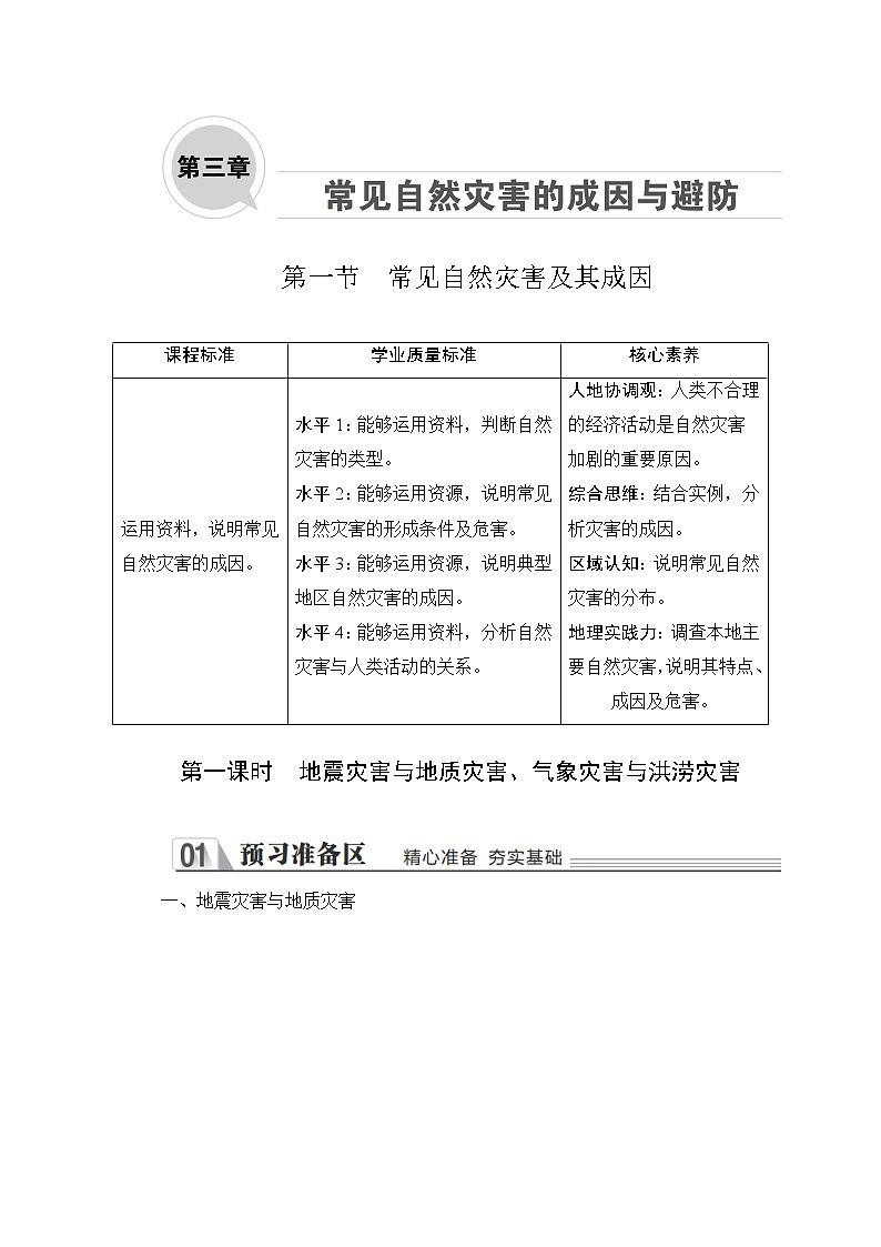 2020地理新教材同步导学提分教程中图第一册讲义+测试：第三章　常见自然灾害的成因与避防第一节第一课时01