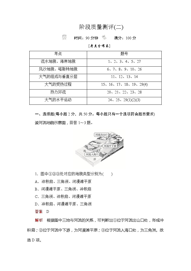2020地理新教材同步导学提分教程中图第一册讲义+测试：第二章　自然地理要素及现象阶段质量测评(二)01