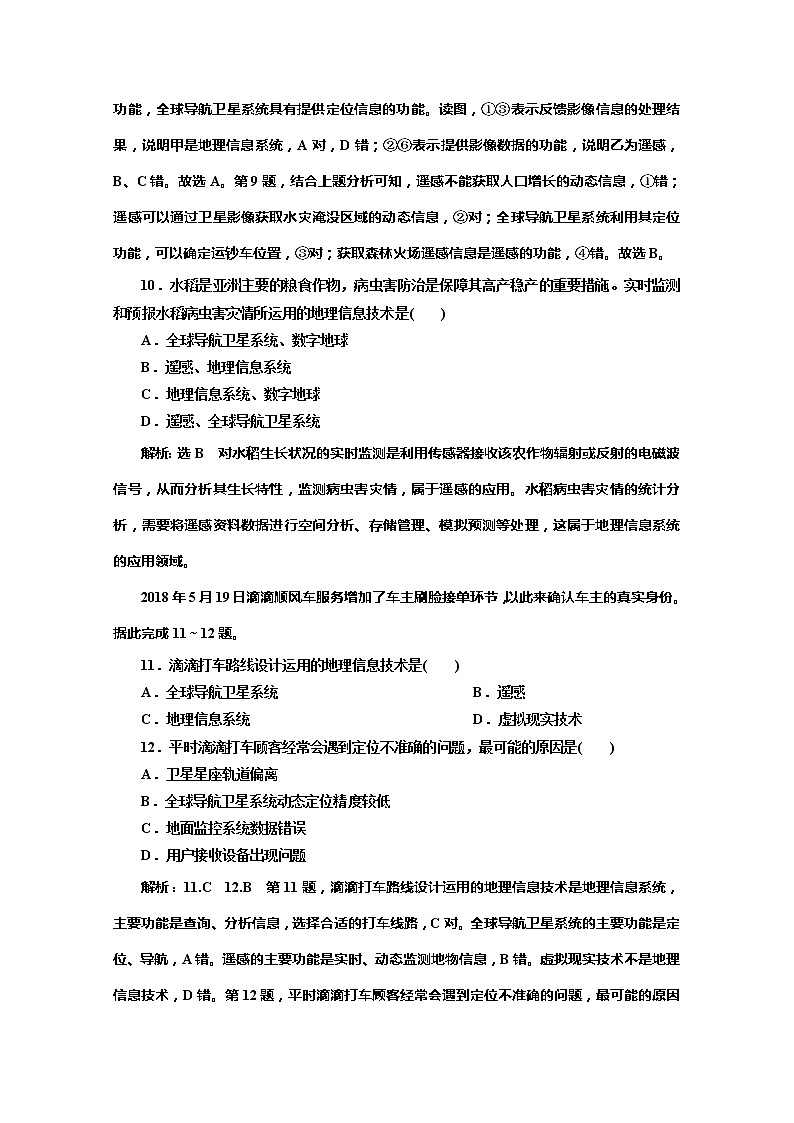 （新教材）2019-2020学年中图版高中地理必修第一册课时跟踪检测（十九）地理信息技术的应用03