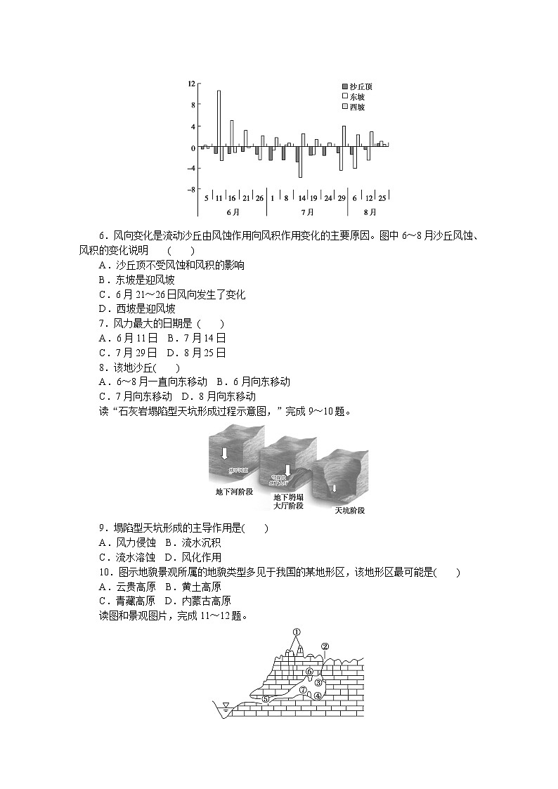 【新教材】2020-2021学年高中地理中图版必修第一册课时作业6　风沙地貌和喀斯特地貌 练习02