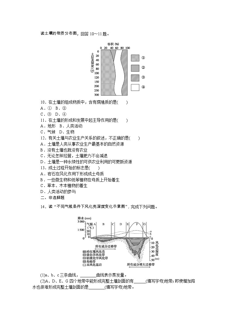 【新教材】2020-2021学年高中地理中图版必修第一册课时作业13　土壤的主要形成因素 练习03