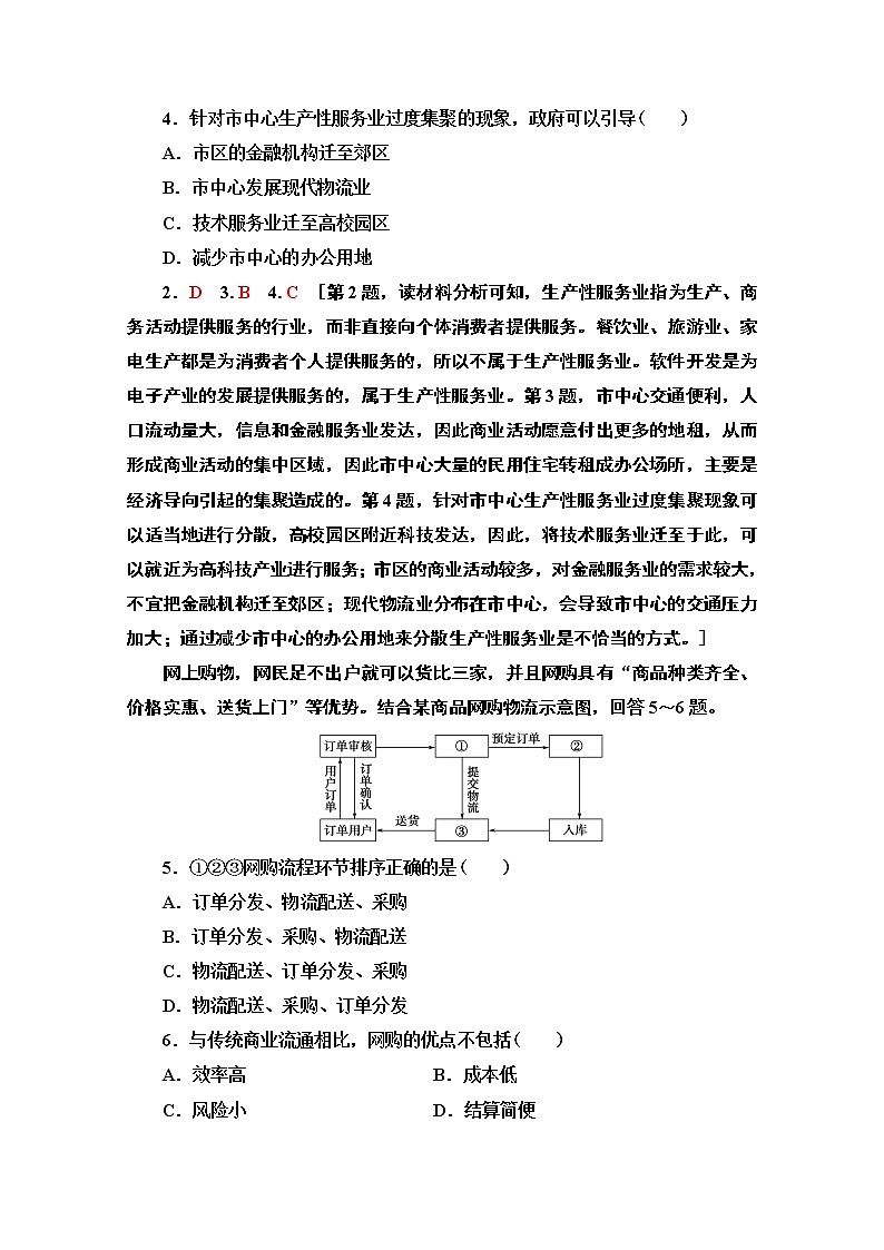 2019-2020学年高中新教材湘教地理必修第二册课时分层作业9　服务业的区位选择 练习02
