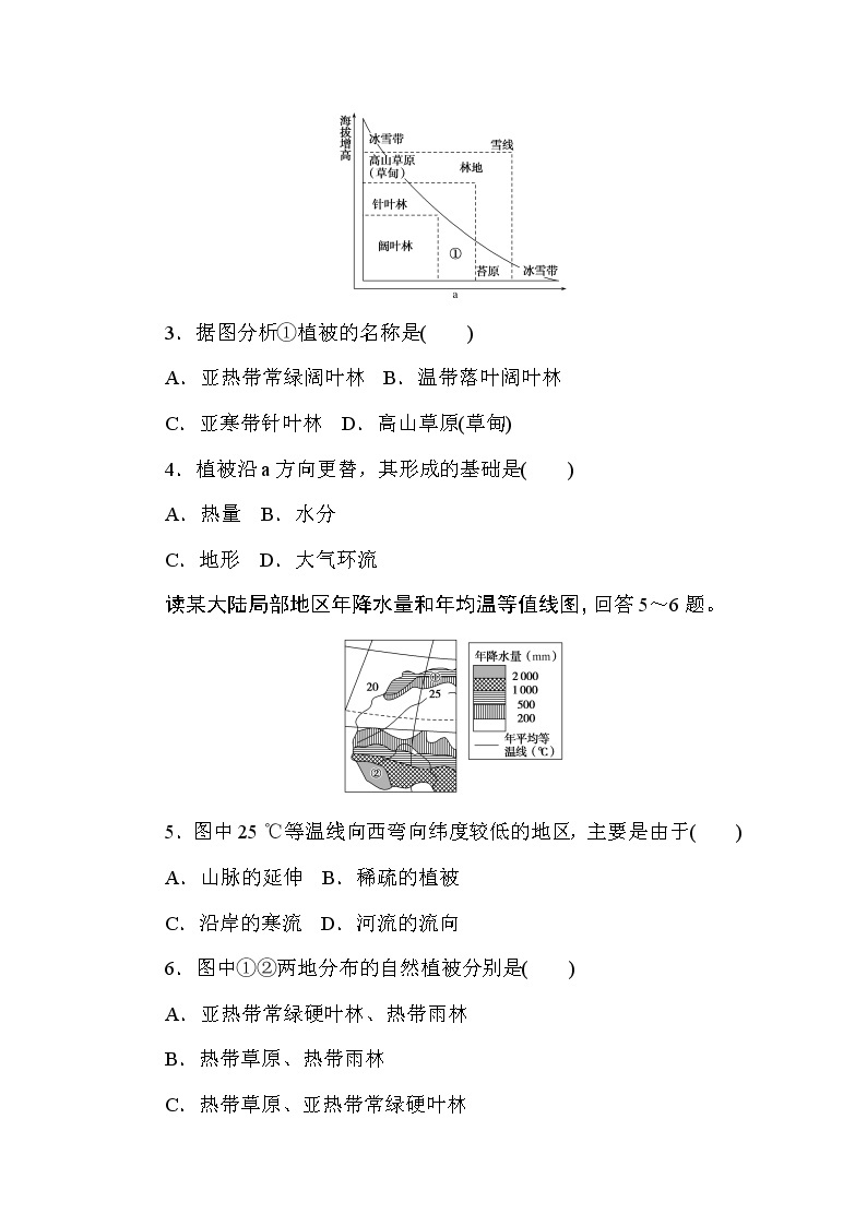 2020-2021学年高中地理新教材必修第一册（湘教版）课时作业5.1主要植被与自然环境 练习02