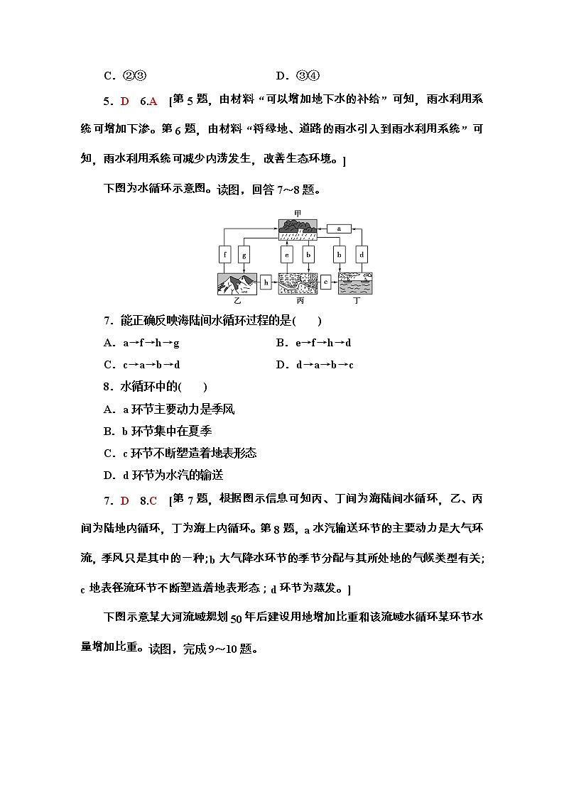 2020-2021学年地理新教材湘教版必修第一册课时分层作业：4.1　水循环 练习03