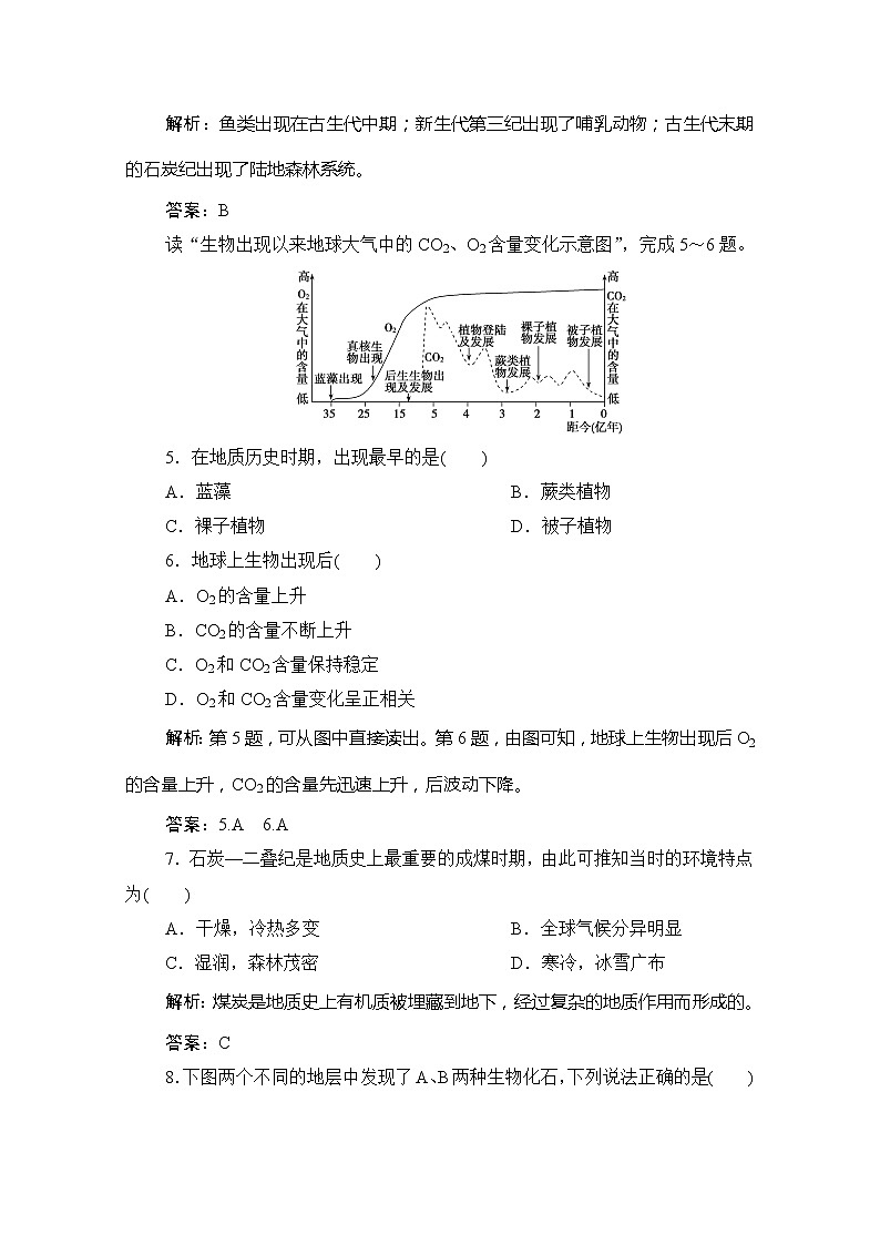 2019-2020学年新教材突破同步湘教版地理必修第一册练习：第一章第四节　地球的演化02