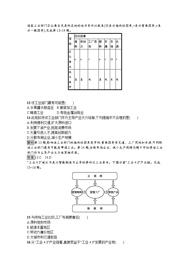 2020春新教材高中地理鲁教版必修第二册课后巩固提升：第三单元检测03