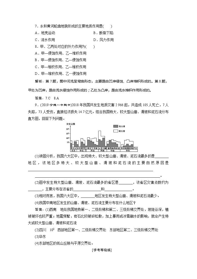 （新教材）2019-2020学年湘教版地理必修第一册练习：2.1　流水地貌能力提升03
