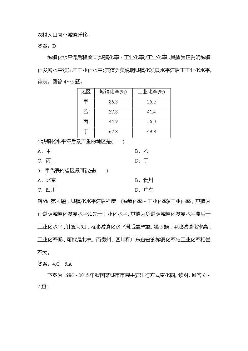（新教材）2019-2020学年鲁教版地理必修第二册同步作业：第二单元第三节　城镇化 练习02
