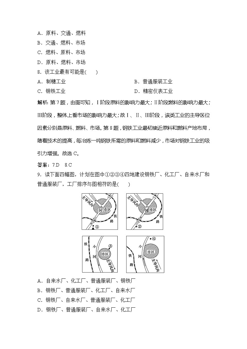 （新教材）2019-2020学年鲁教版地理必修第二册同步作业：第三单元第二节　工业的区位选择 练习03