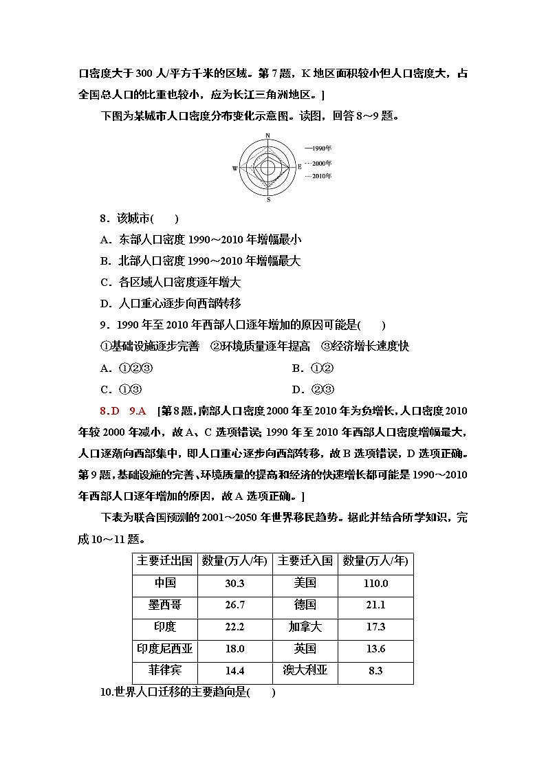 2020-2021学年新教材地理鲁教版必修第二册单元综合测评（1）人口与环境03
