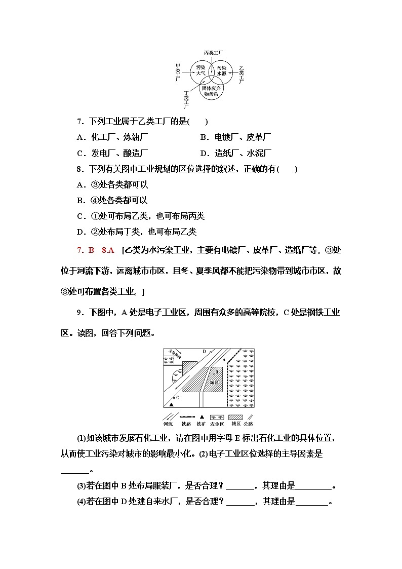 （新教材）2019-2020学年鲁教版地理必修第二册课时分层作业10　工业的区位选择 练习03