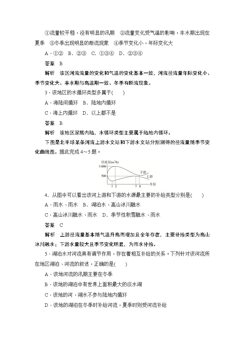2019-2020学年高中地理人教版必修1同步作业与测评：阶段水平检测（三）　地球上的水02