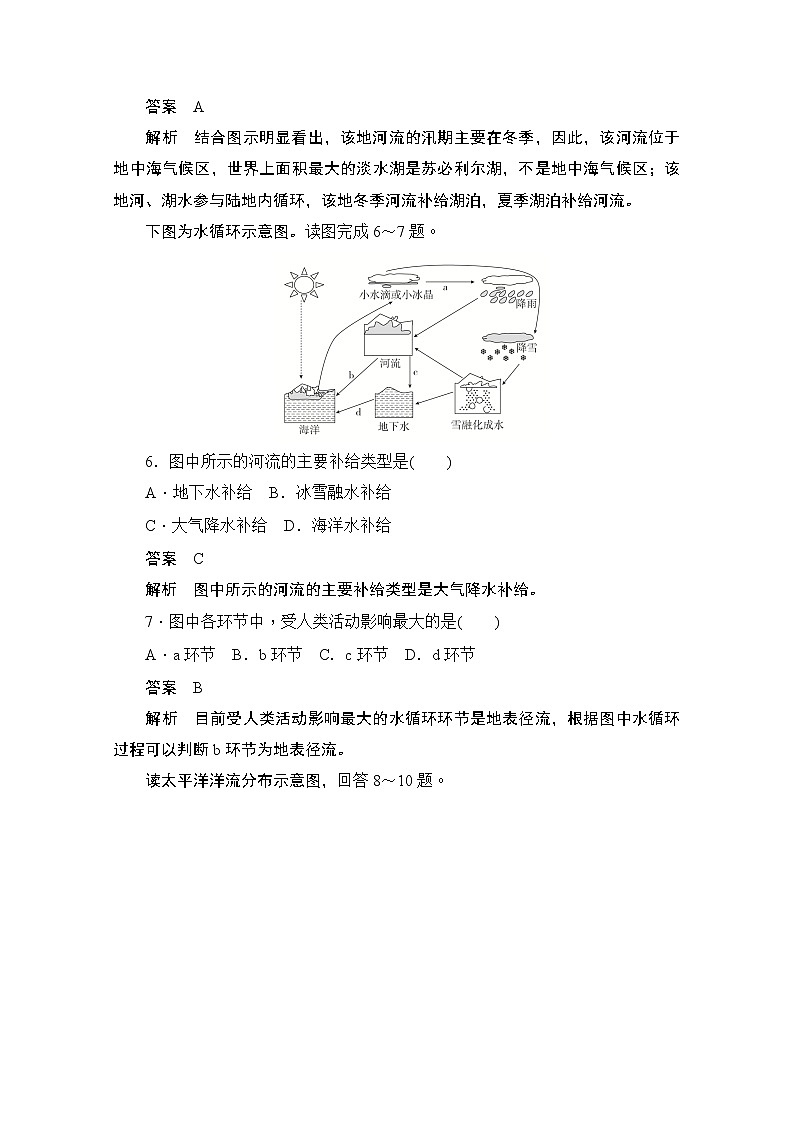 2019-2020学年高中地理人教版必修1同步作业与测评：阶段水平检测（三）　地球上的水03