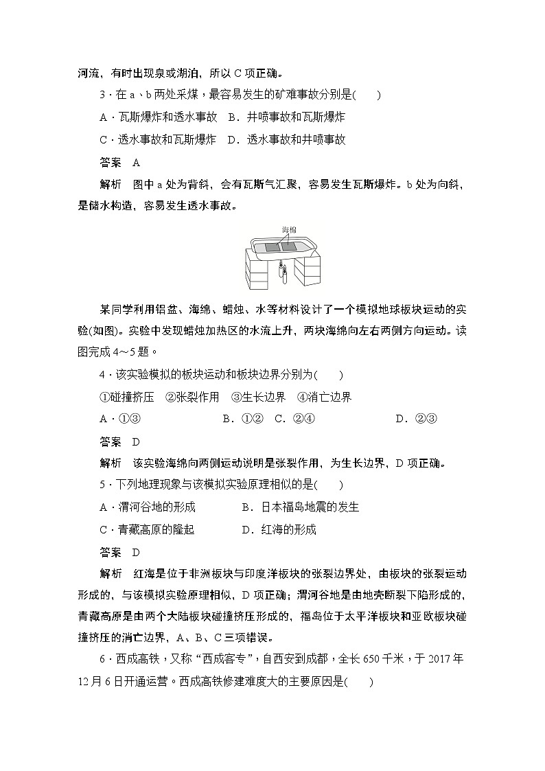 2019-2020学年高中地理人教版必修1同步作业与测评：4.2 山地的形成（A卷）02