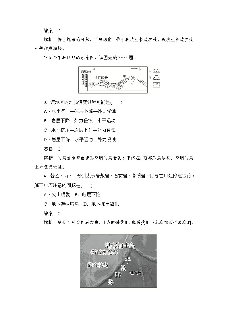 2019-2020学年高中地理人教版必修1新同步作业：4.2山地的形成（B卷）02