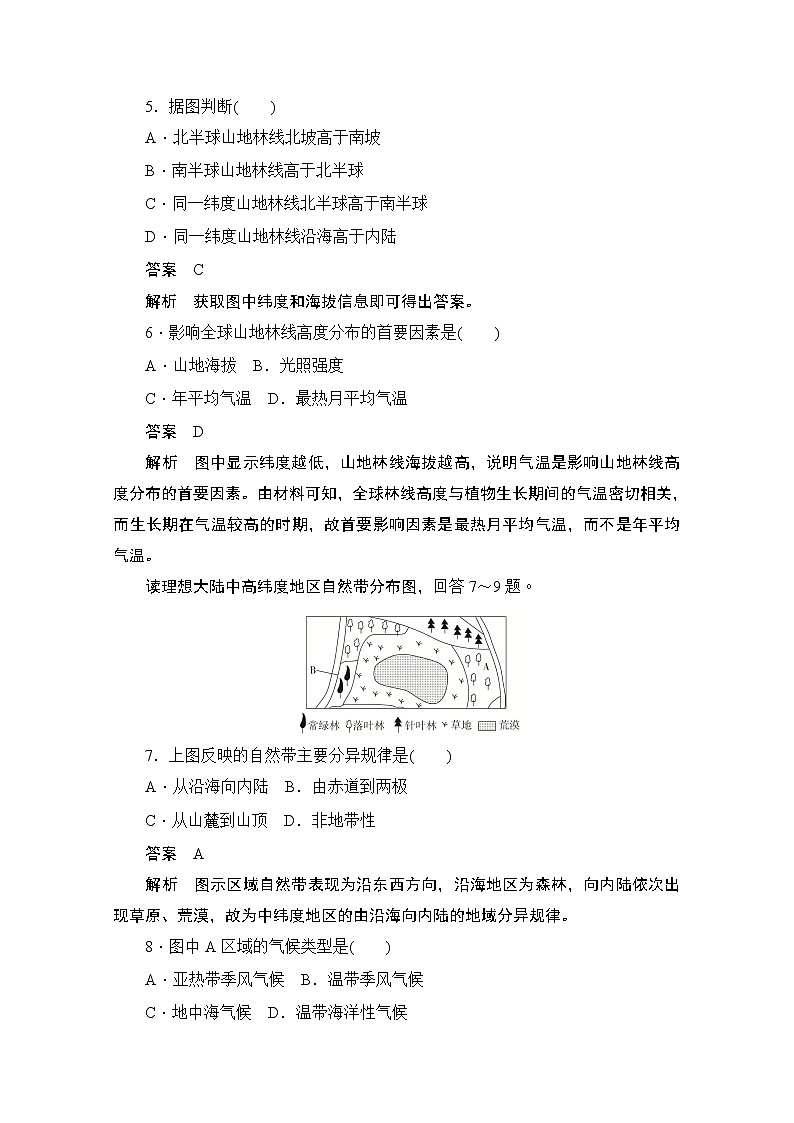2019-2020学年高中地理人教版必修1同步作业与测评：5.2 自然地理环境的差异性（B卷）03