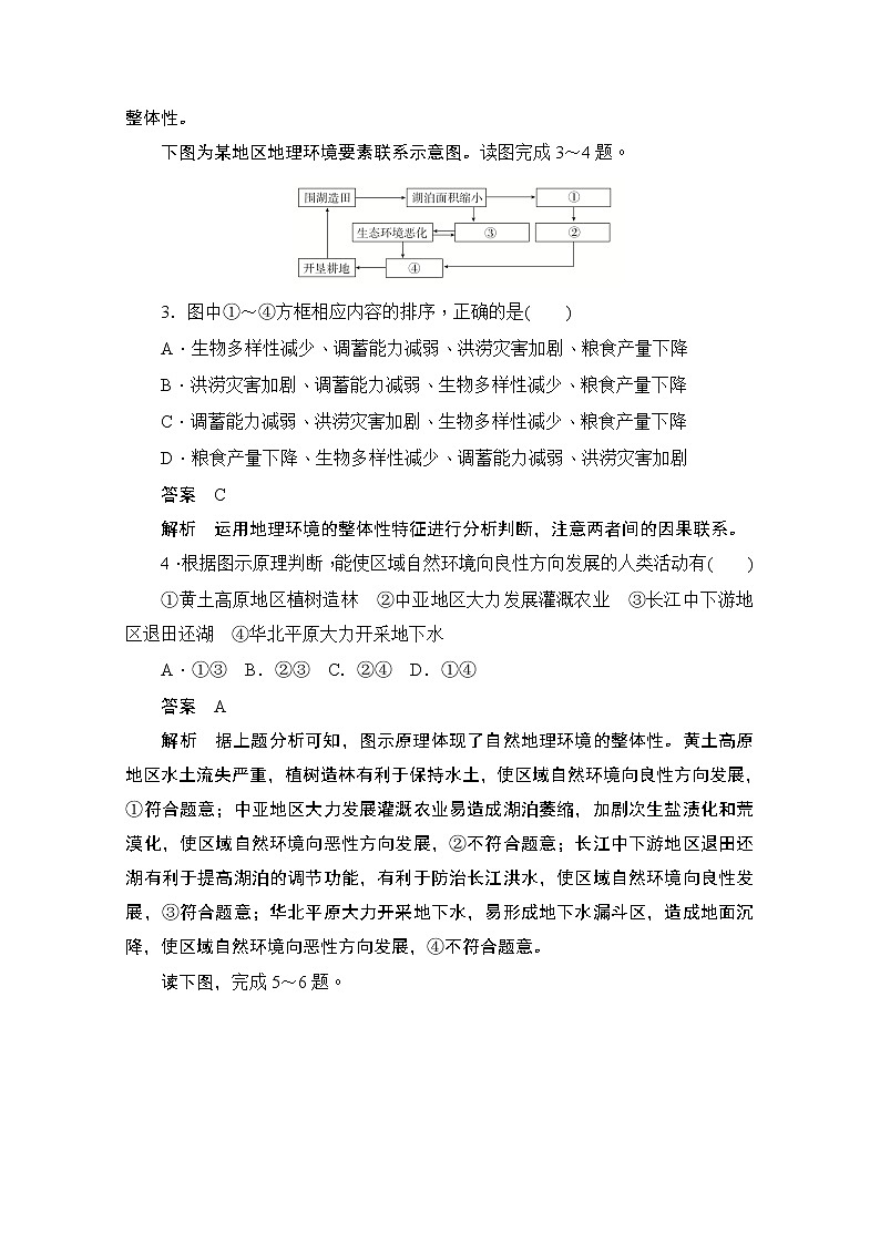 2019-2020学年高中地理人教版必修1同步作业与测评：阶段水平检测（五）　自然地理环境的整体性与差异性02