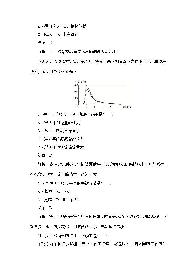 2019-2020版地理人教必修一同步刷题首先卷（A卷 B卷）：第三章 第一节　自然界的水循环（A卷）03