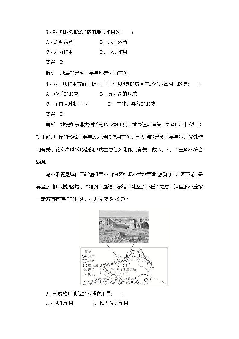 2019-2020版地理人教必修一同步刷题首先卷（A卷 B卷）：第四章 第一节　营造地表形态的力量（A卷）02