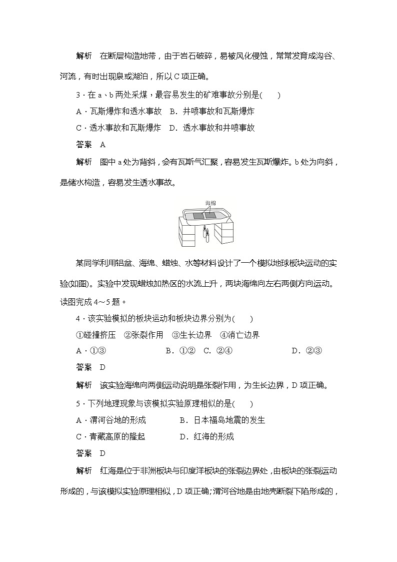 2019-2020版地理人教必修一同步刷题首先卷（A卷 B卷）：第四章 第二节　山地的形成（A卷）02