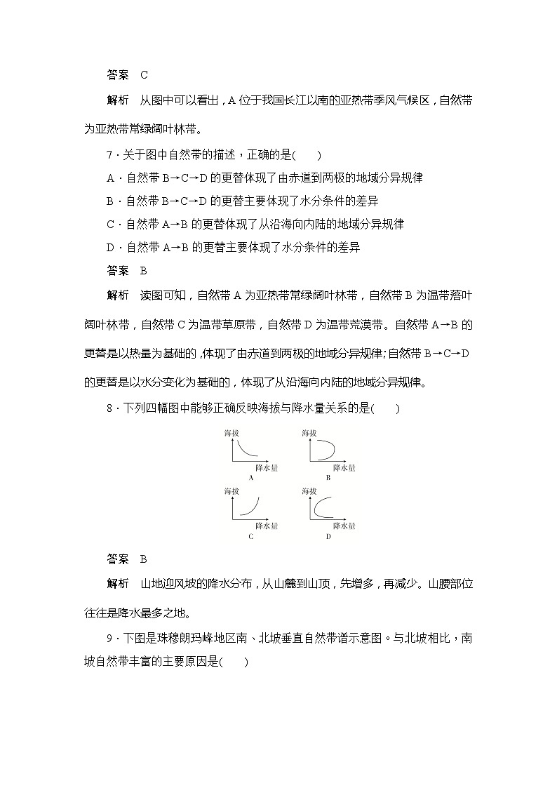 2019-2020版地理人教必修一同步刷题首先卷（A卷 B卷）：第五章第二节　自然地理环境的差异性（A卷）03