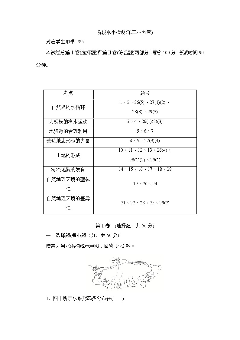 2019-2020版地理人教必修一同步刷题首先卷（A卷 B卷）：阶段水平检测（第三～五章）01