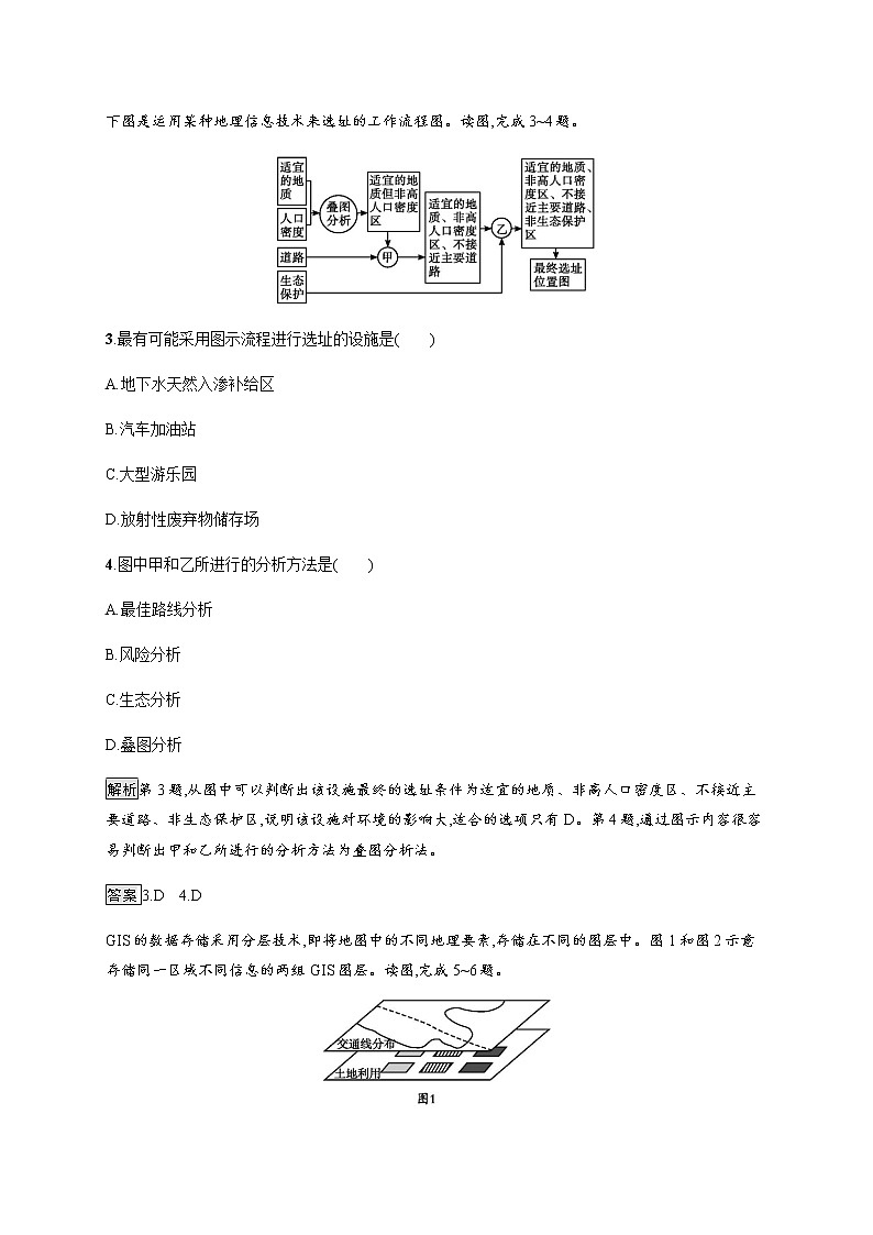 2019-2020版新教材地理鲁教版必修第一册练习：第四单元　单元活动　地理信息技术应用02