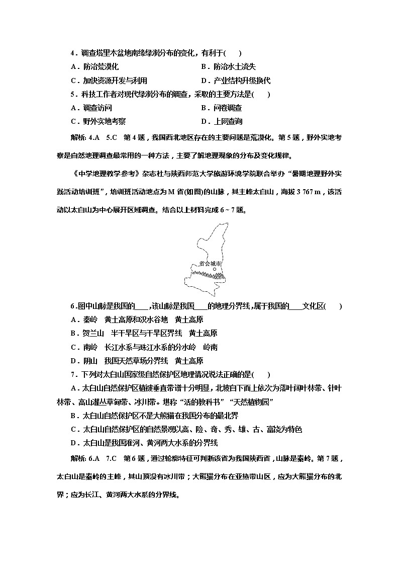 （新教材）2019-2020学年鲁教版高中地理必修第一册课时跟踪检测（十二）第2单元单元活动学会自然地理野外考察02