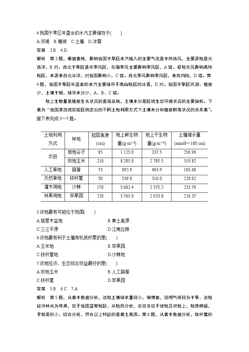 2020版新高考地理大三轮突破浙江版练习：选择题专练四　静态数据分析型02
