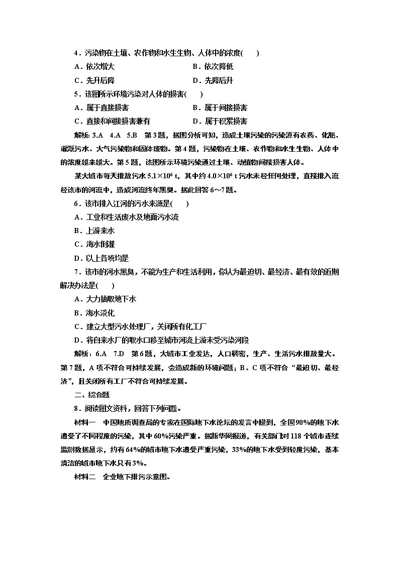 地理同步鲁教版选修6课时跟踪检测（七） 环境污染02