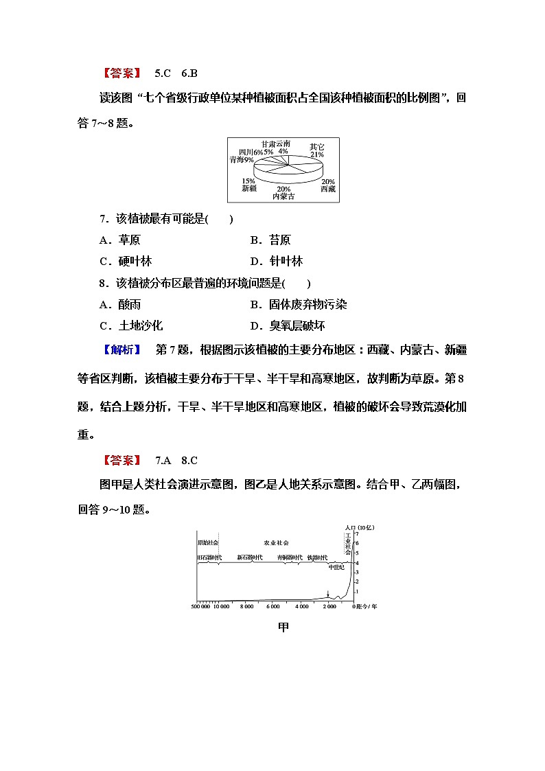 2019-2020同步鲁教版地理选修六新突破课时分层作业1人类环境 练习03