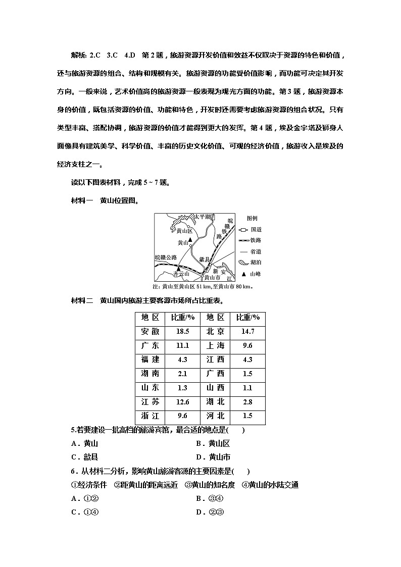 2019-2020学年同步鲁教版高中地理选修三培优阶段验收评估（三）　旅游资源评价与旅游规划 试卷02