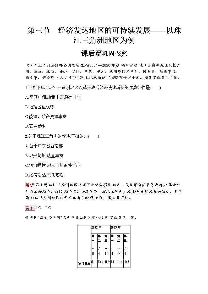 高中地理必修三鲁教版练习：第4单元 区域综合开发与可持续发展 4.301