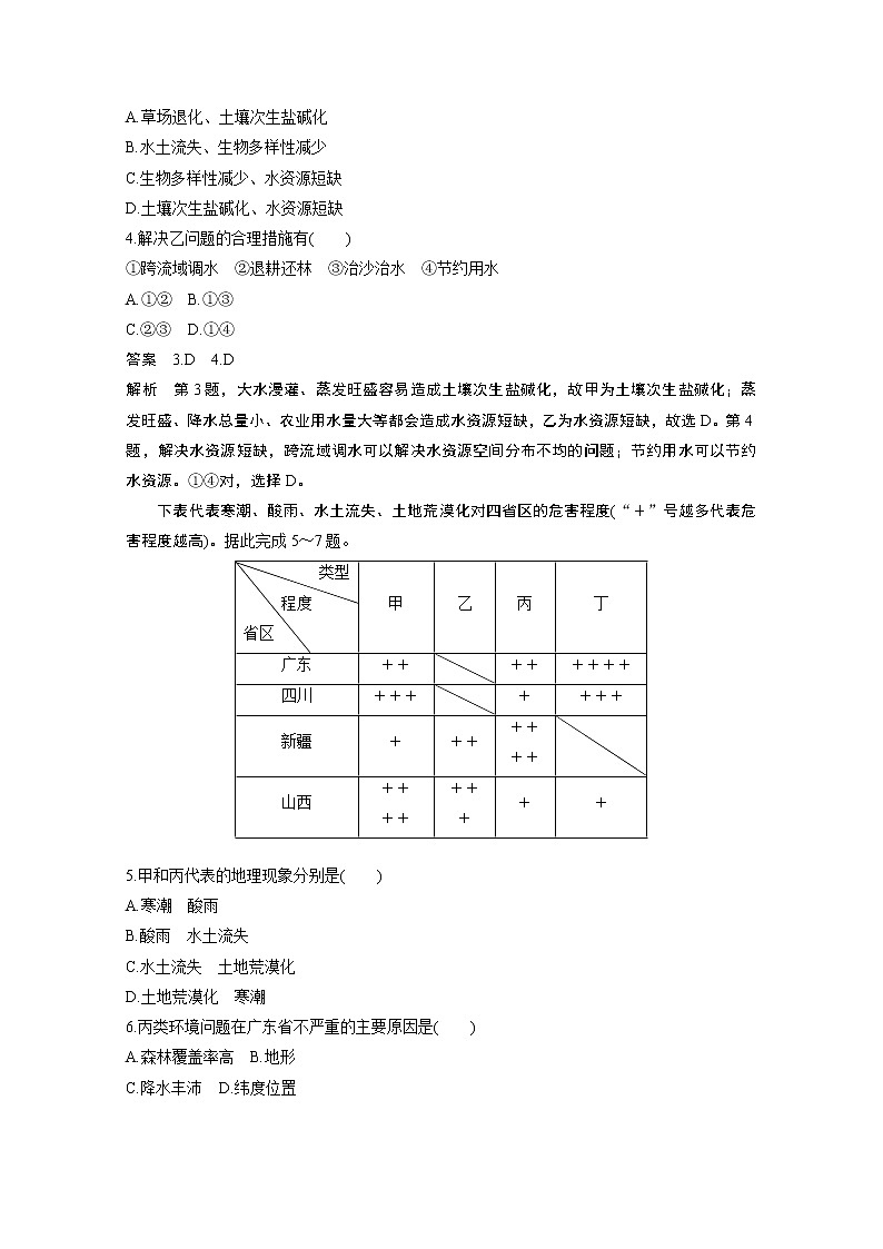 同步鲁教版高中地理必修三精练：第三单元 区域资源、环境与可持续发展 单元检测试卷（三）02