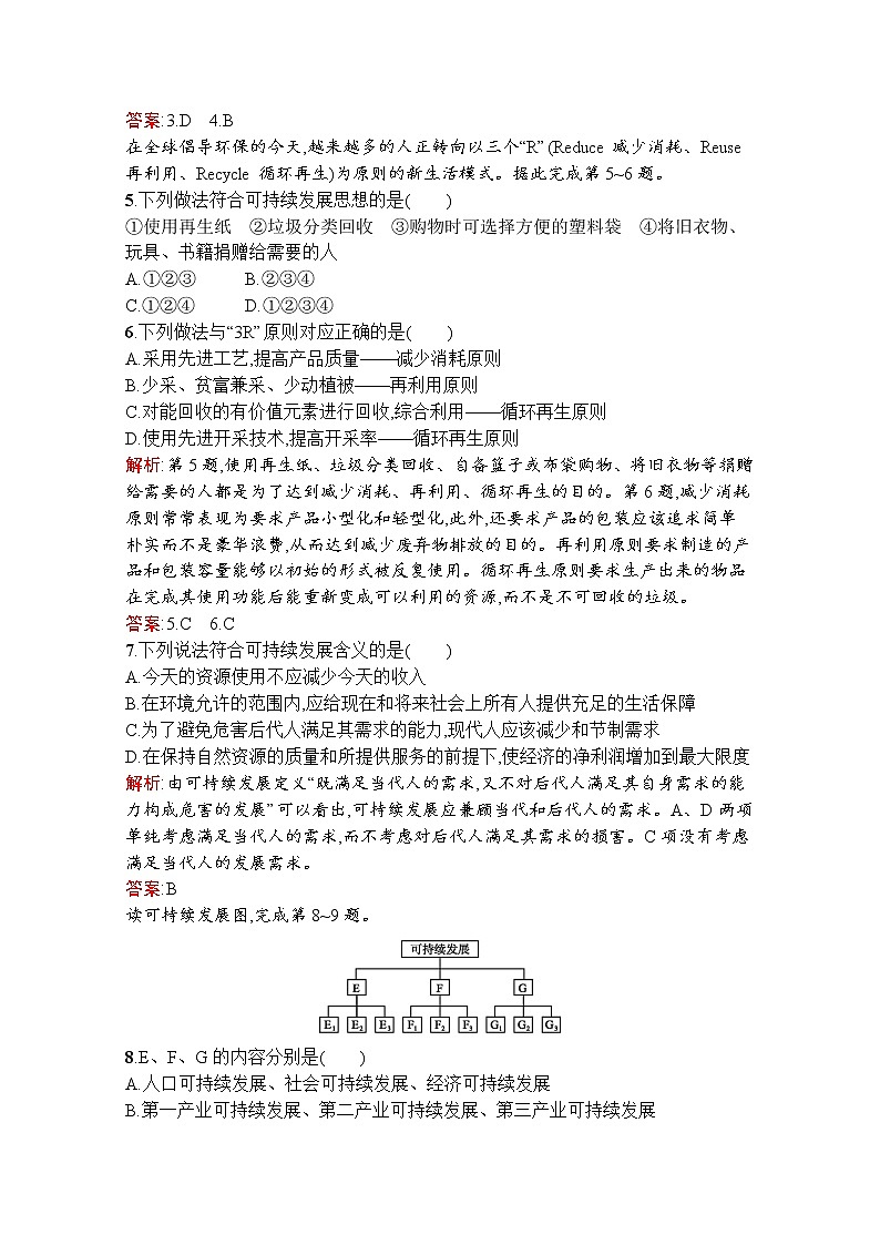 地理鲁教必修3检测：第二单元　第二节　可持续发展的基本内涵02